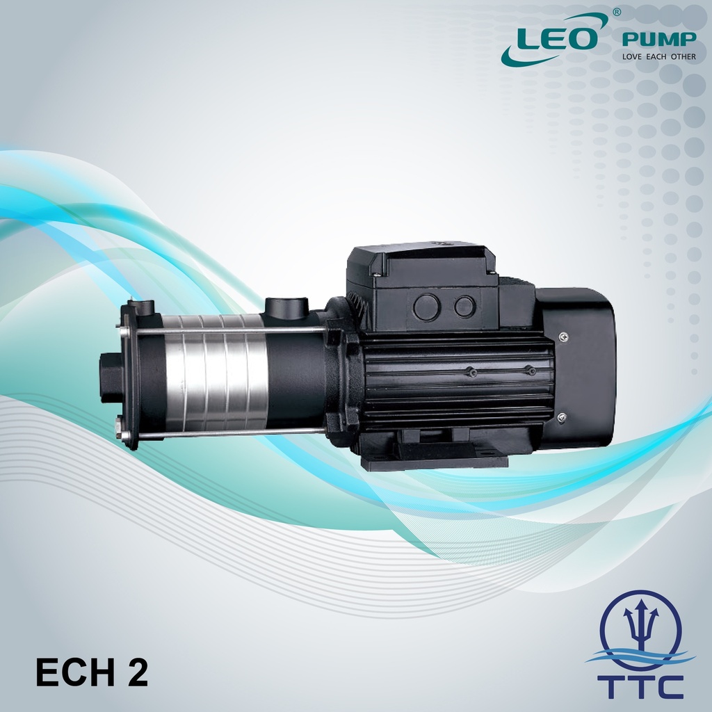 Stainless Steel Horizontal Multistage Pump: Model ECHm-2-60 x 0.75kW/1HP x 1 Phase x Clean Water