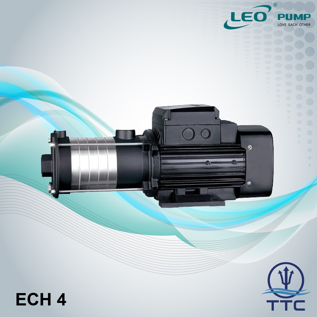 Stainless Steel Horizontal Multistage Pump: Model ECHm-4-30 x 0.55kW/0.75HP x 1 Phase x Clean Water